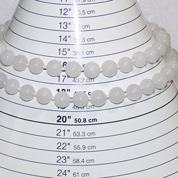 14K WHITE JADE NECKLACE - 12.5 MM STONES - 2 STRAND - Picture 10 of 11